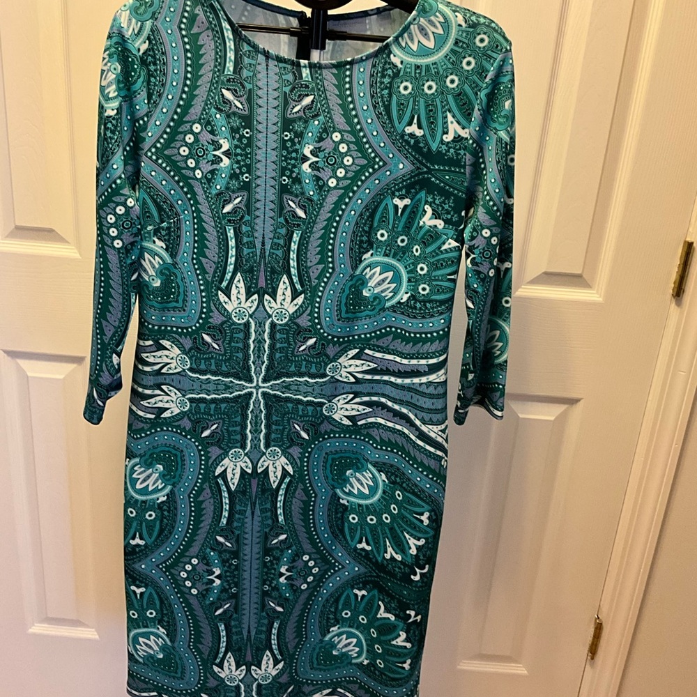 New York & Company Teal and White Dress (size XL)